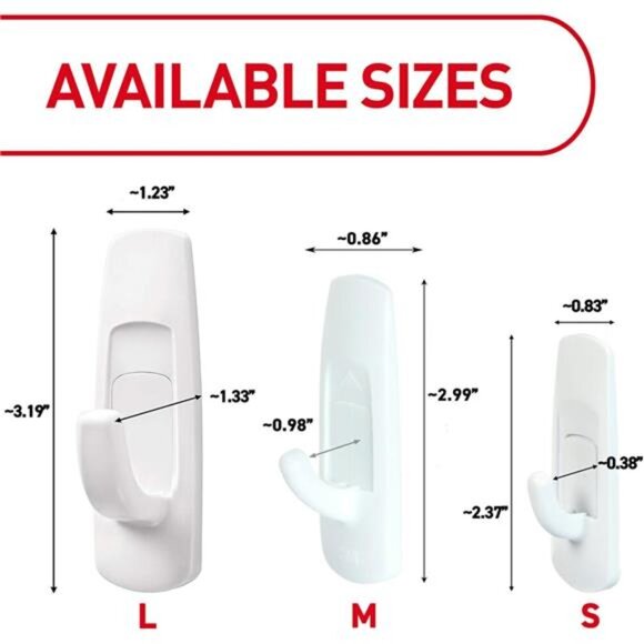 Large Utility Hooks, Holds up to 5 lb,14 Hooks and 16 Command Strips,Damage Free - Picture 2 of 7